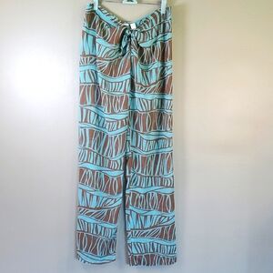 Stylish Blue and Brown Women's Swim Coverup Pants. Size Small